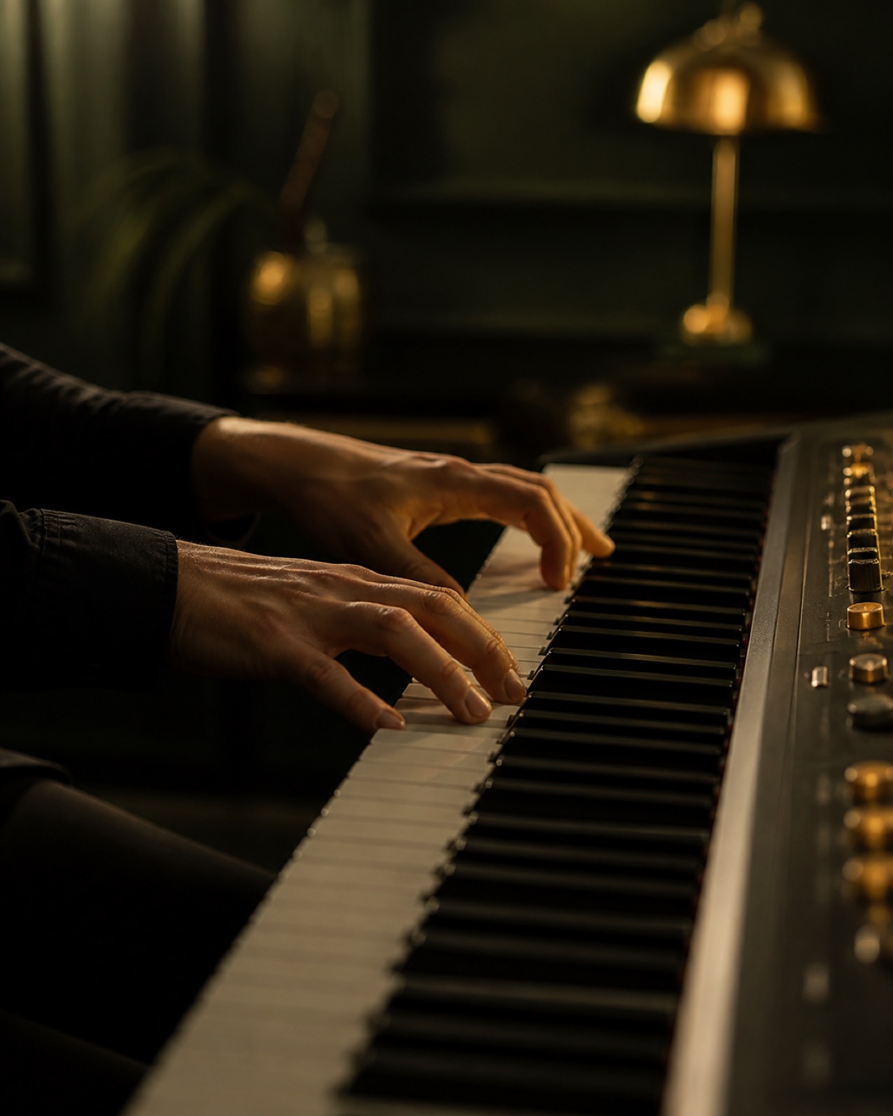Hände beim Spielen eines Keyboards
